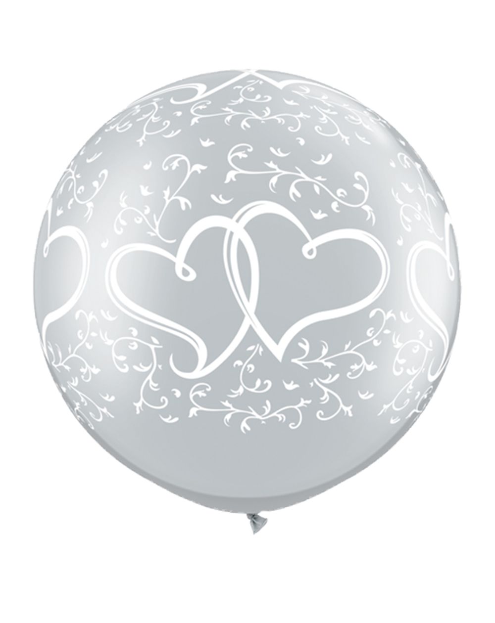Riesenballon Entwined Hearts silber 75cm