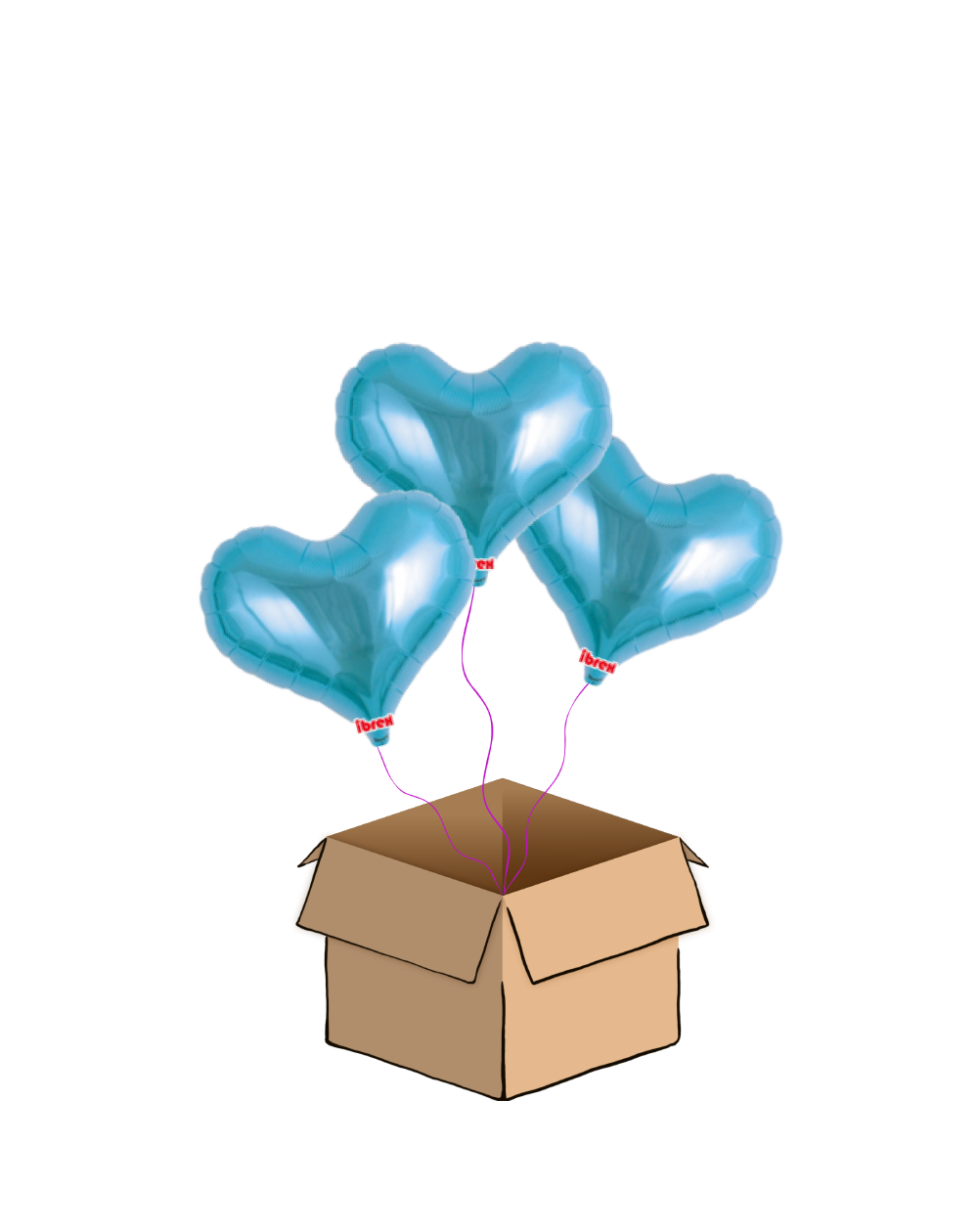 Ballon-Bouquet Jelly-Hearts Babyblau