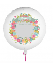 Fotoballon bedruckt mit einem Motiv zum Muttertag mit dem Text "hab dich lieb Mama" auf einem Geschenkballon