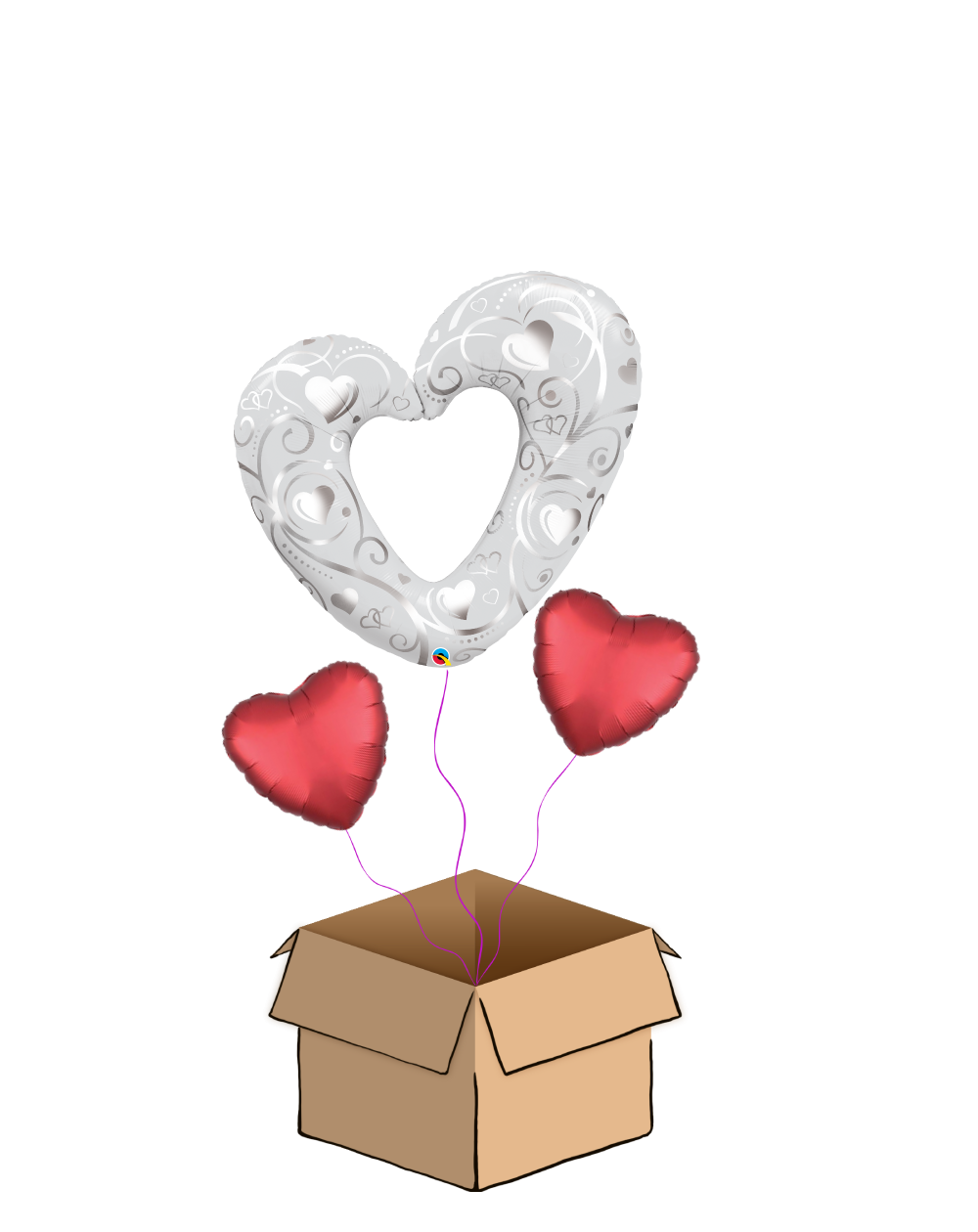 Ballon-Bouquet Herz offen silber