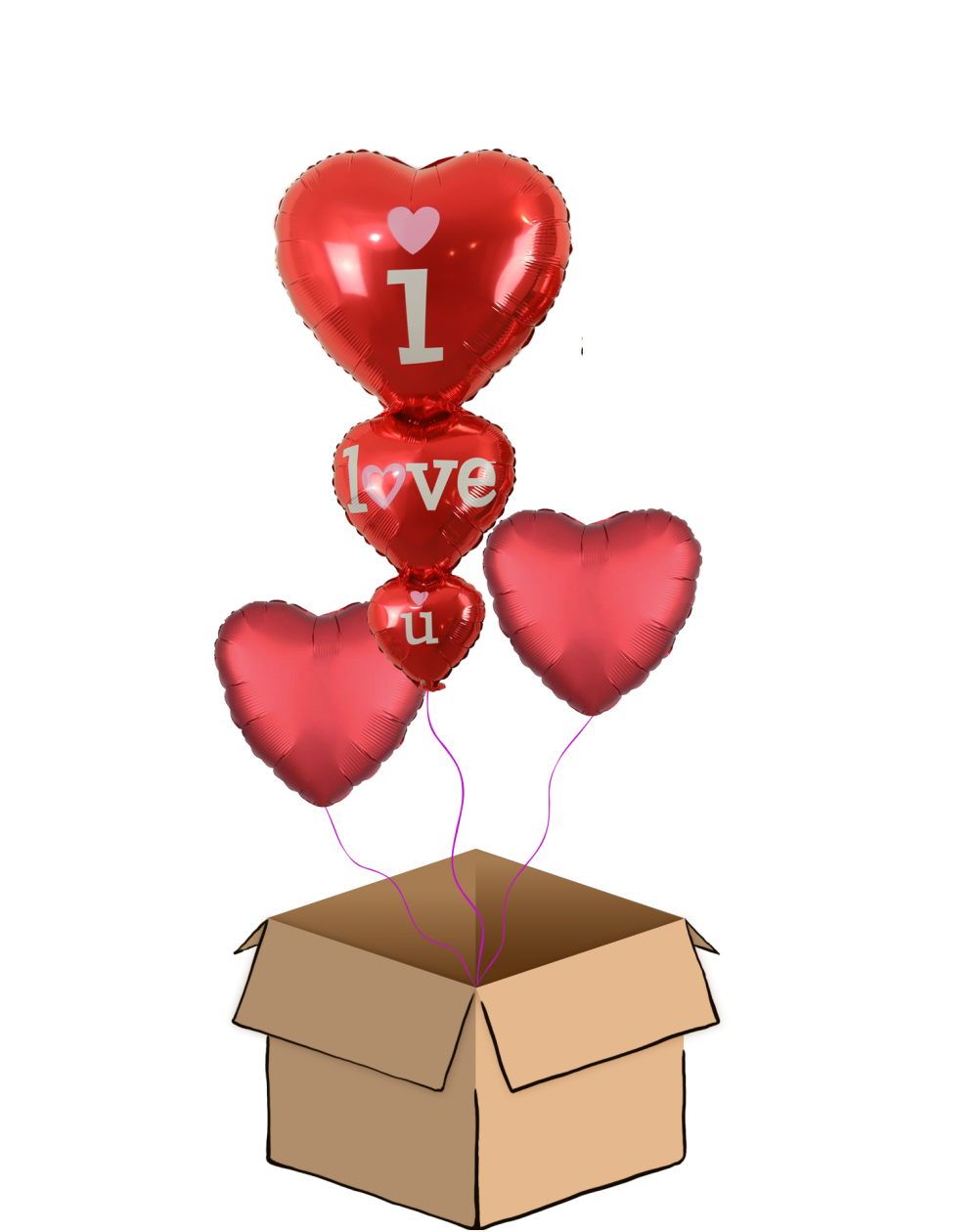 Ballon-Bouquet I Love U Hearts