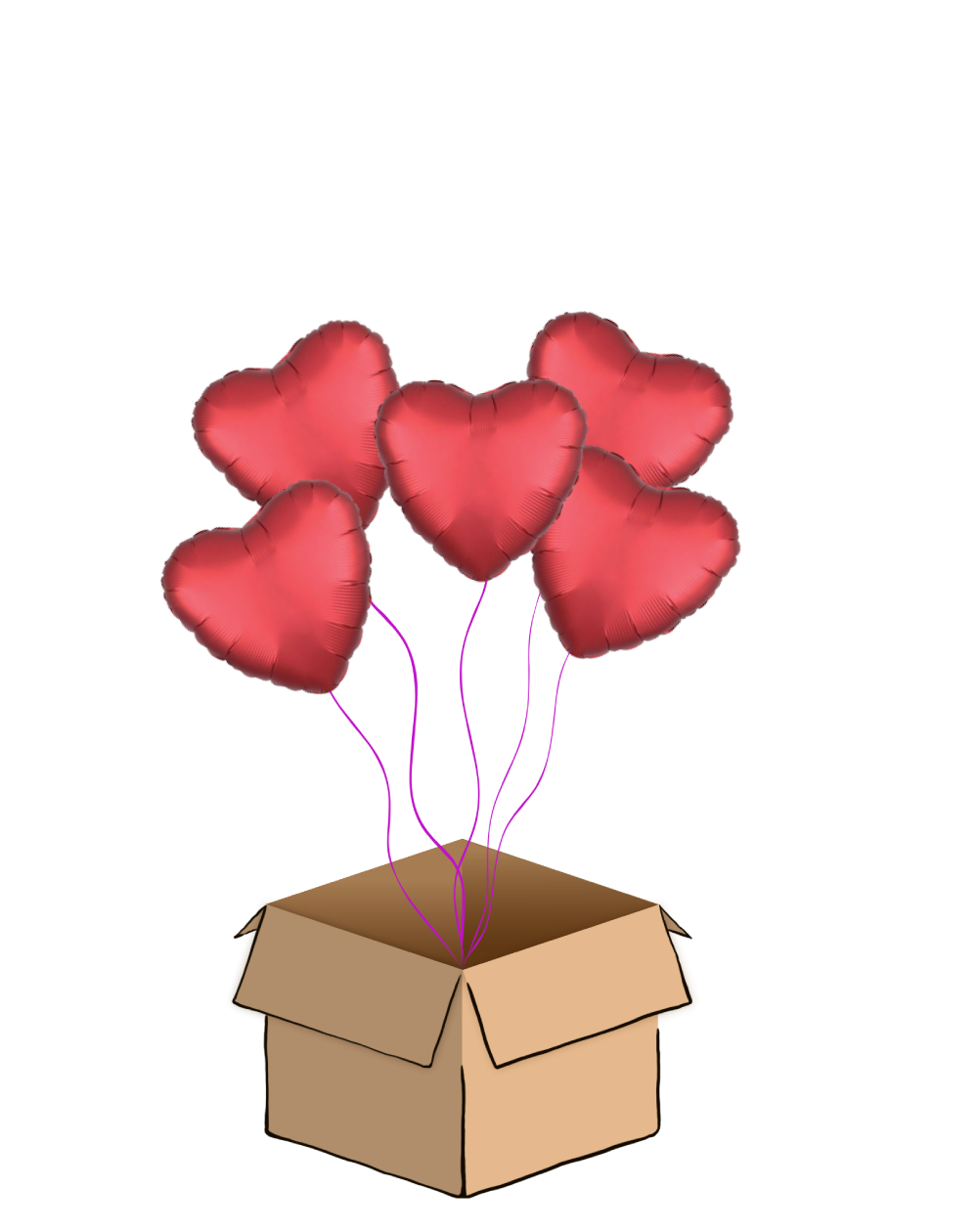 Ballon-Bouquet Herzen rot Midi