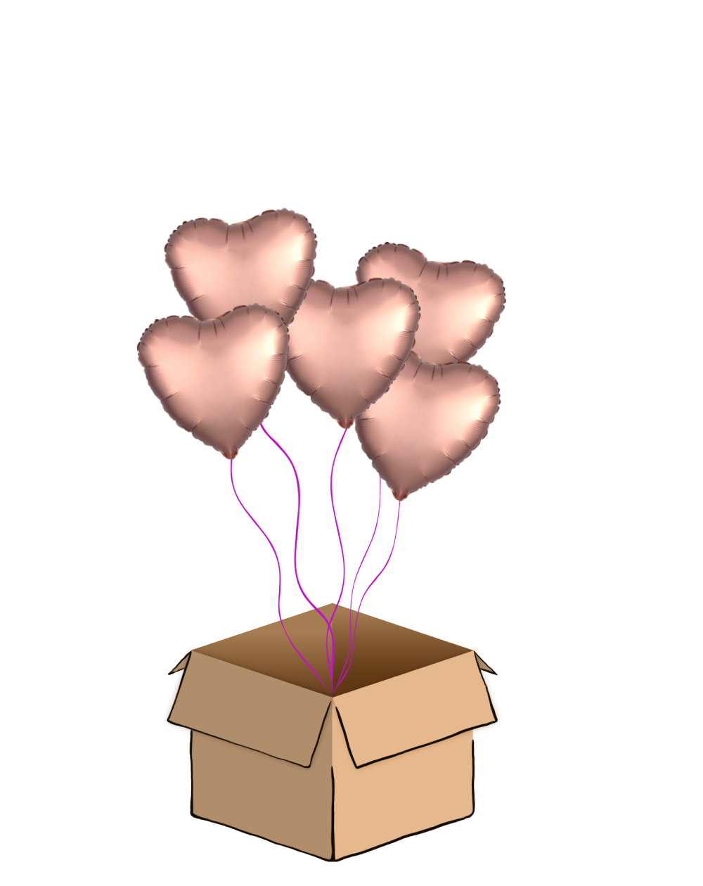 Ballon-Bouquet Herzen Rosegold Midi