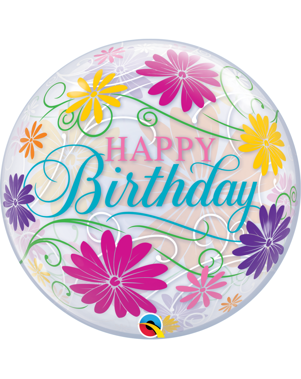 Geschenkballon Bubble Flower Birthday 55cm