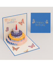 PopUP Grusskarte 3D Kuchen blau