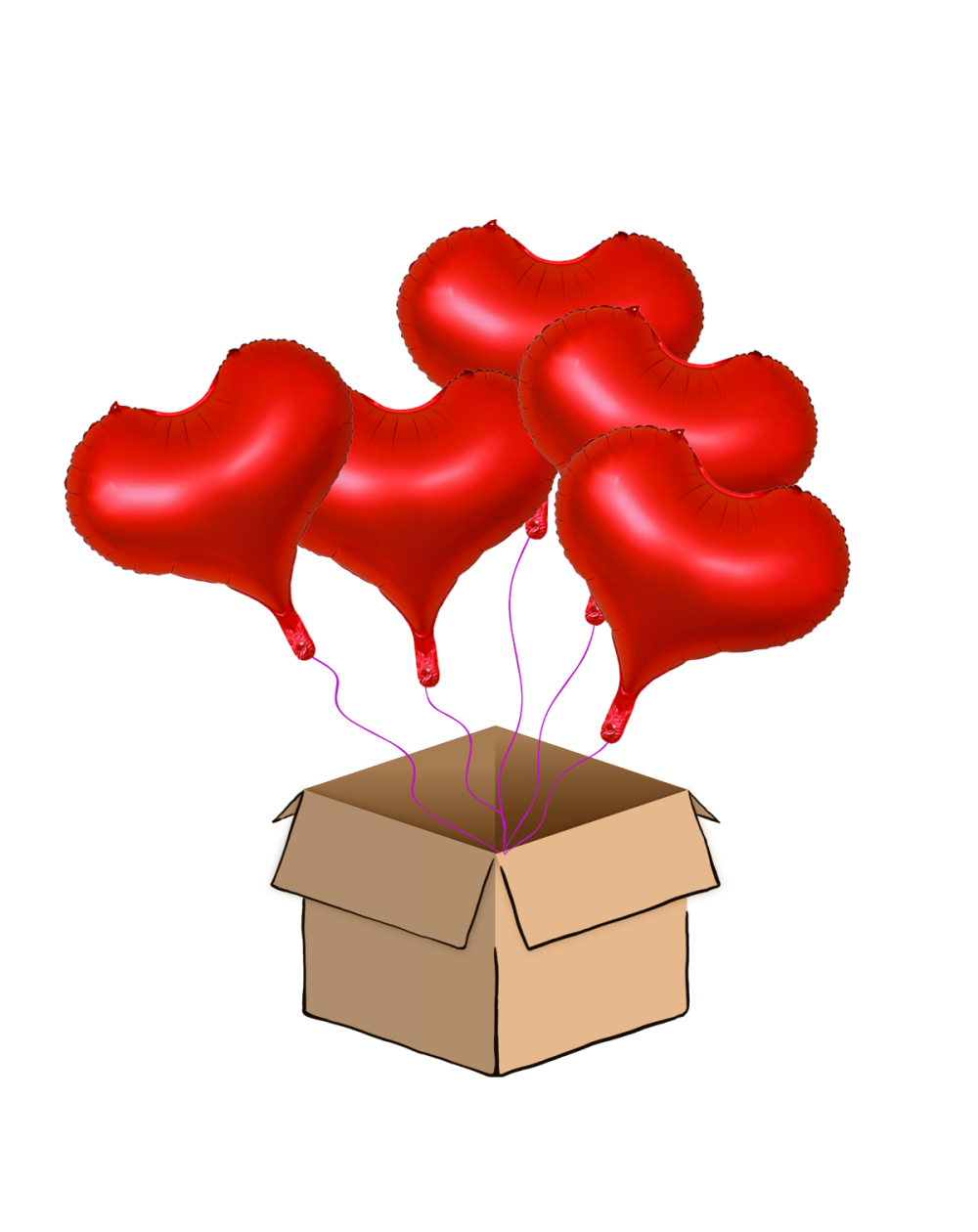 Ballon-Bouquet Jelly-Hearts Rot Midi