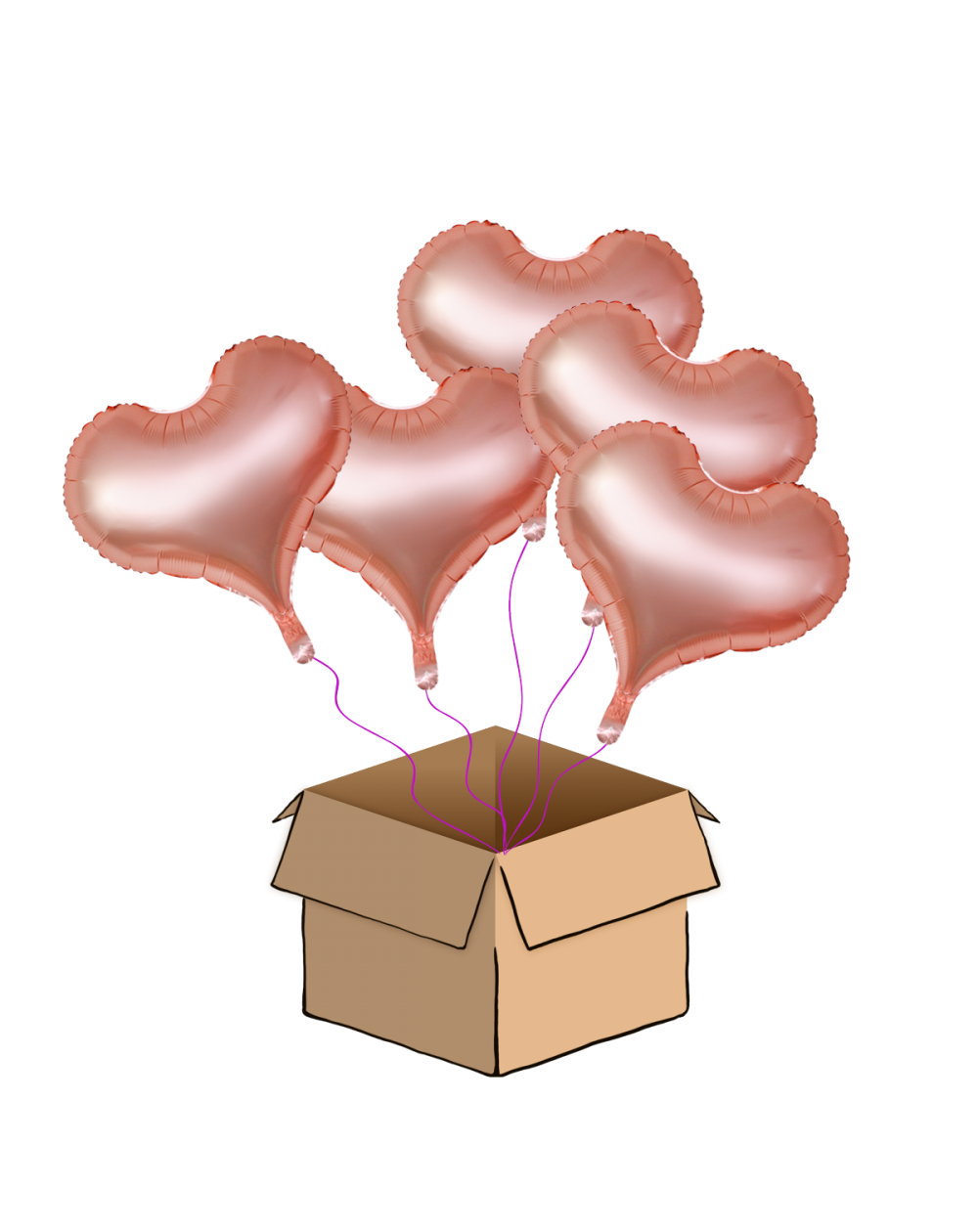 Ballon-Bouquet Jelly-Hearts Rosegold Midi