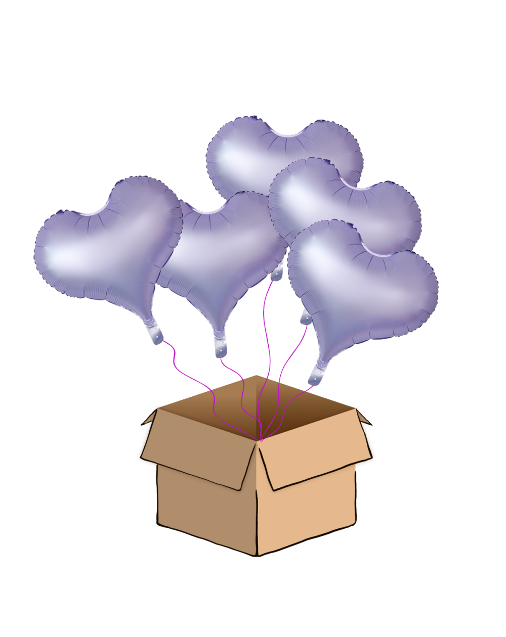 Ballon-Bouquet Jelly-Hearts Lila Midi