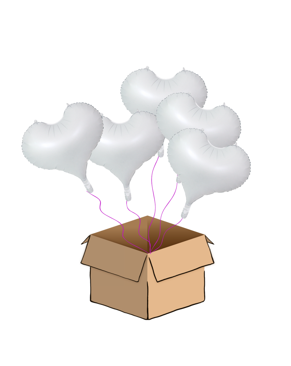 Ballon-Bouquet Jelly-Hearts Weiss Midi