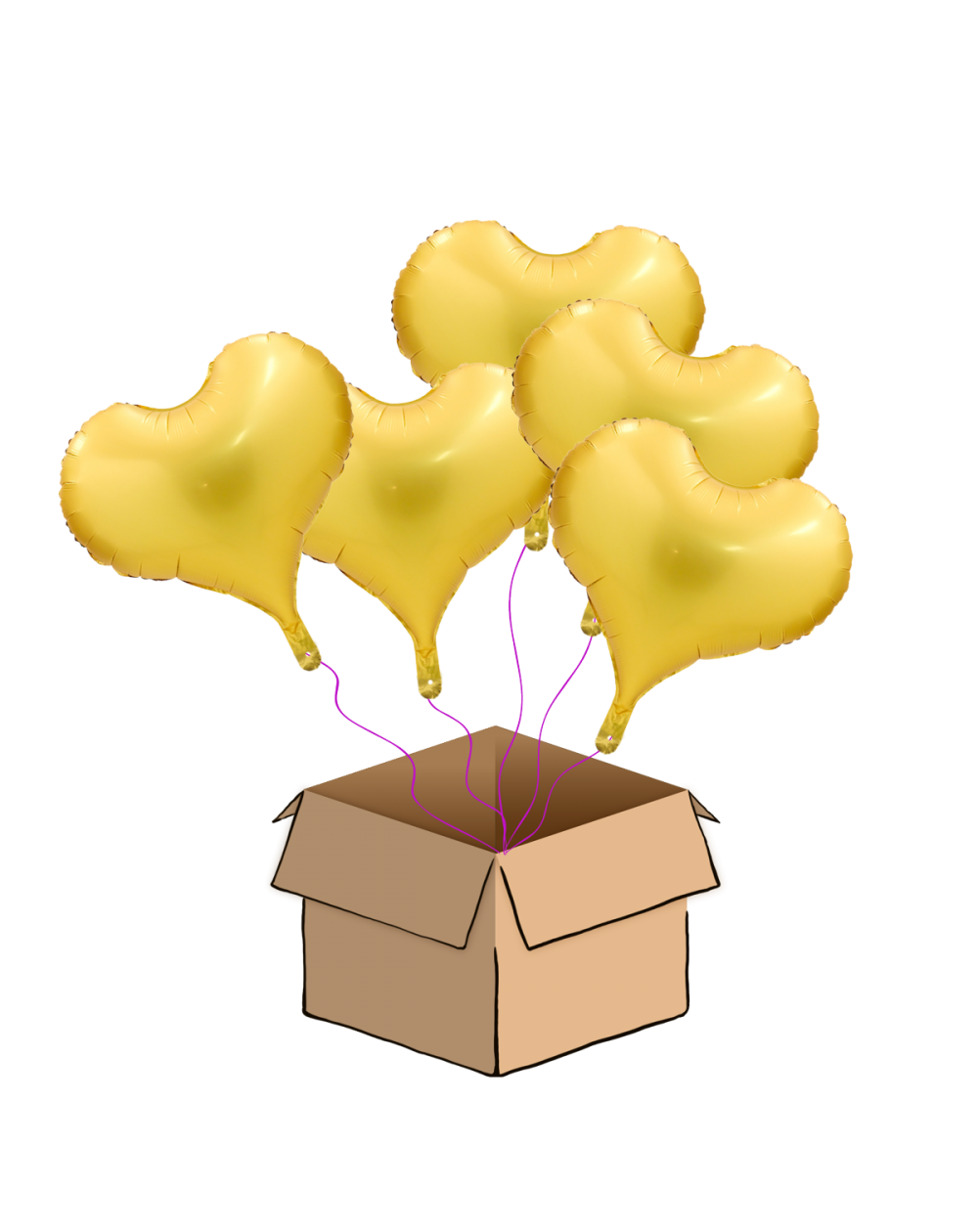 Ballon-Bouquet Jelly-Hearts Gold Midi