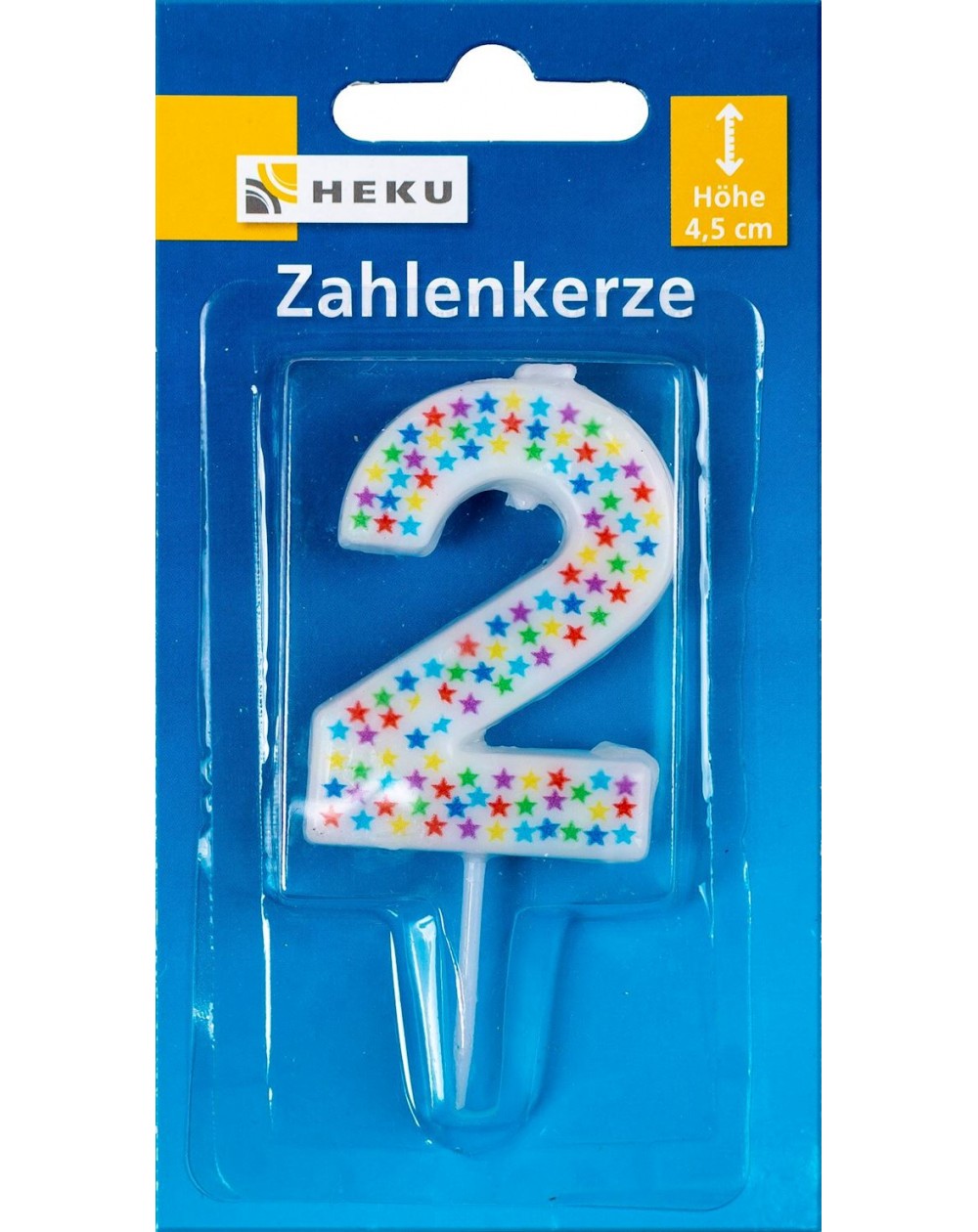 Zahlenkerze ,,2,, farbig