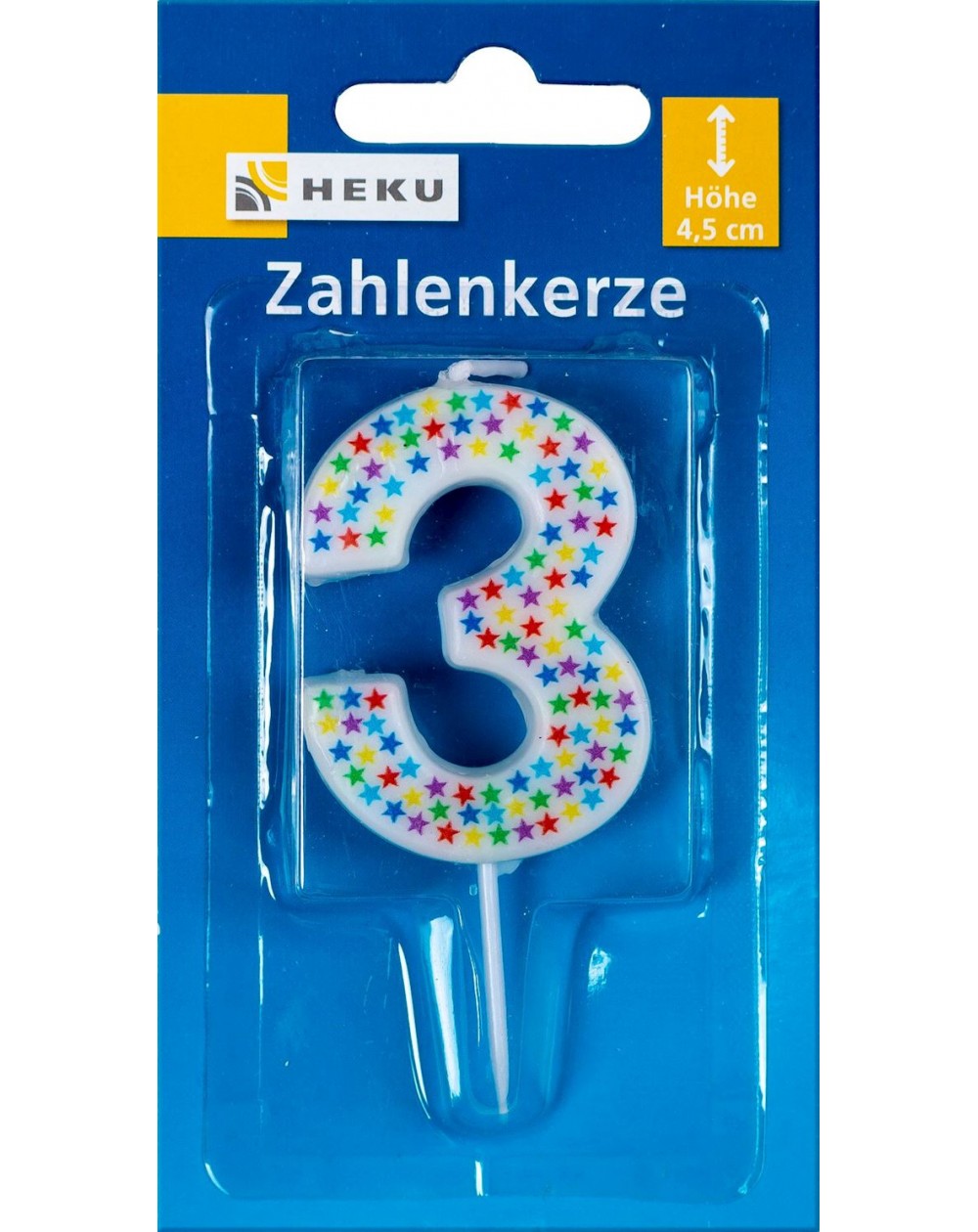 Zahlenkerze ,,3,, farbig