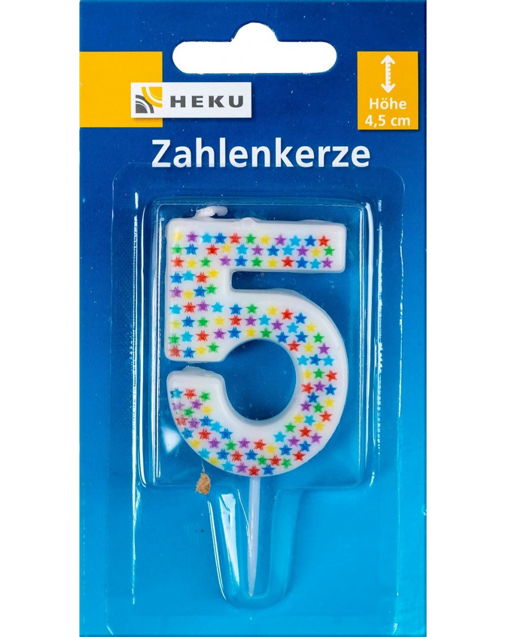 Zahlenkerze ,,5,, farbig