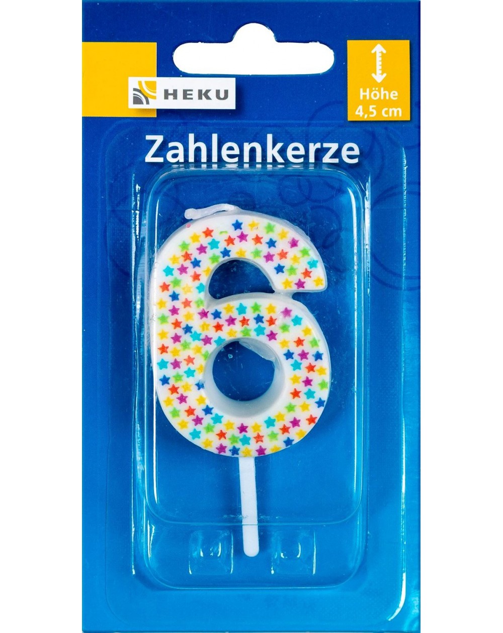 Zahlenkerze ,,6,, farbig