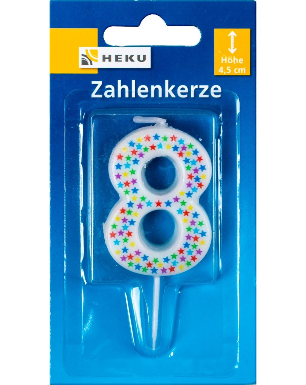 Zahlenkerze ,,8,, farbig