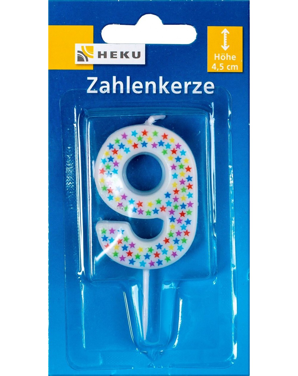 Zahlenkerze ,,9,, farbig