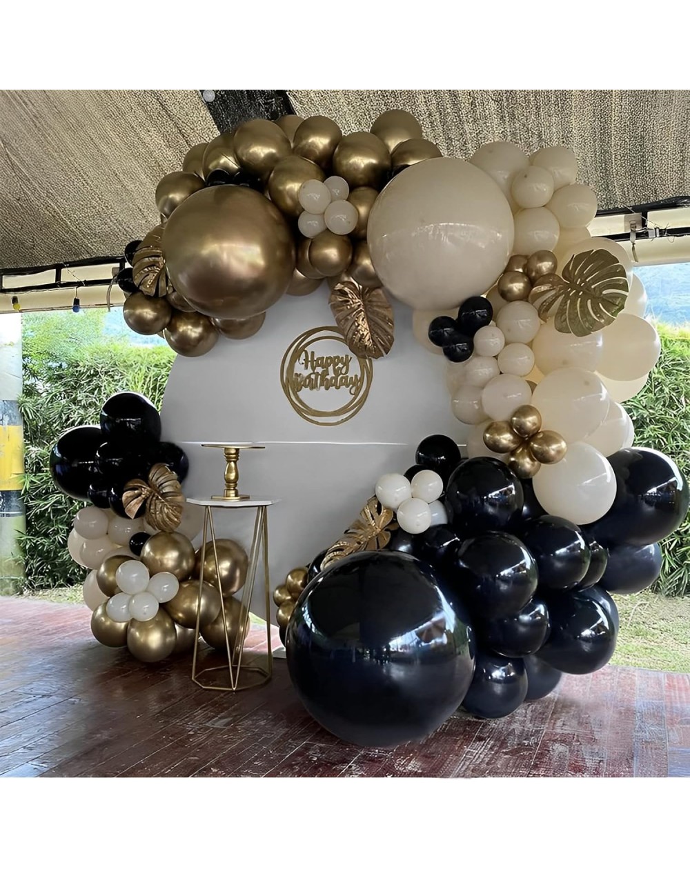 DIY Ballongirlande-Set "Glanz der Eleganz" gold/schwarz/beige 131 Teile