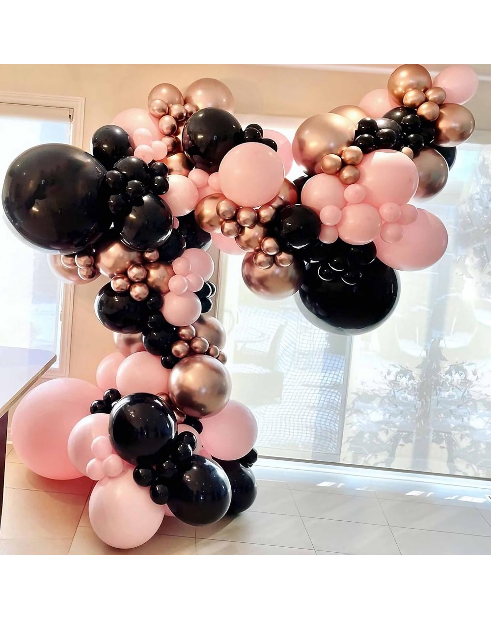 DIY Ballongirlande-Set "Kupfertraum" rosa/kupfer/schwarz 142 Teile
