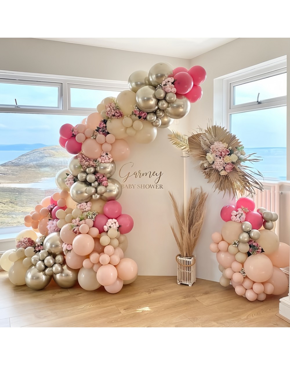 DIY Ballongirlande-Set "Abendglanz" pink/beige/silber/lachs 123 Teile