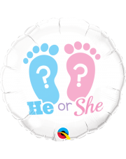 Geschenkballon He Or She? Footprints 45cm