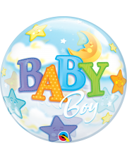 Geschenkballon Bubble Moon & Stars Boy 55cm