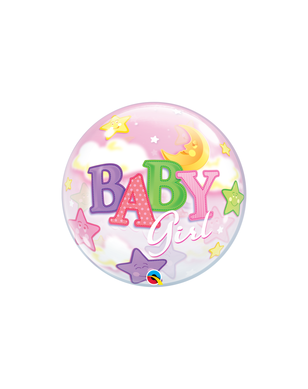 Geschenkballon Bubble Moon & Stars Girl 55cm