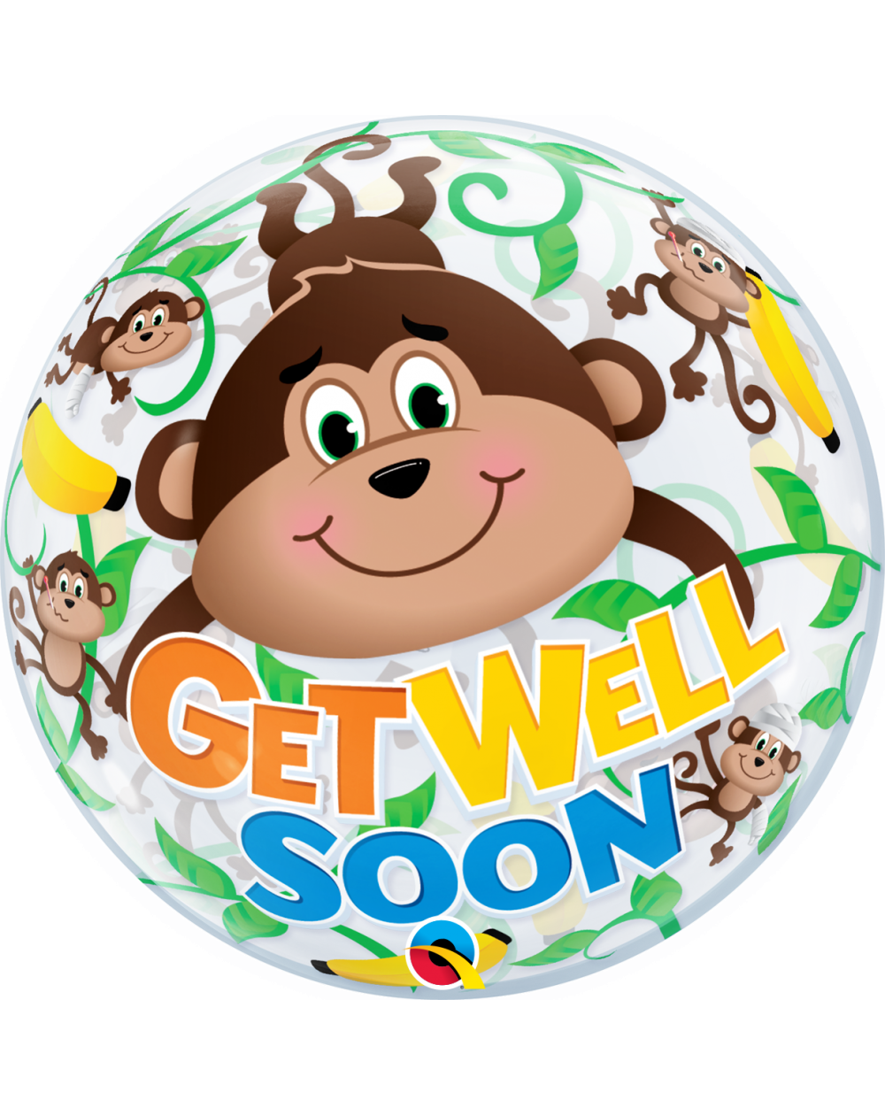 Geschenkballon Bubble Get Well Monkeys 55cm