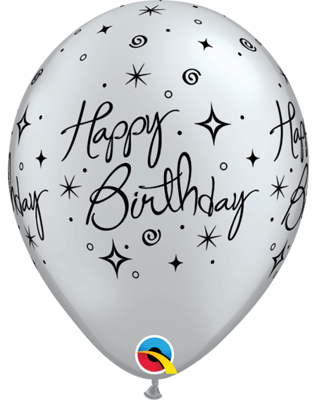 Ballon Elegant Sparkles & Swirls 33cm in silber