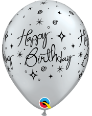 Ballon Elegant Sparkles & Swirls 33cm in silber