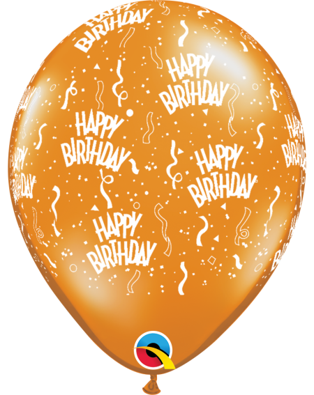 Ballon Happy Birthday Konfetti 33cm in orange